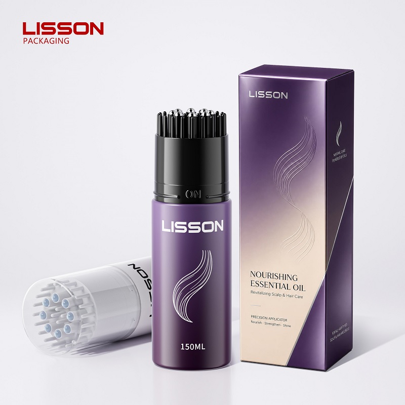 Flacon d'huile capillaire de 50 mm avec peigne de massage à 8 rouleaux